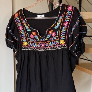 💖 THML Black Blouse with Embroidery & a black and white embroidered shirt 💖